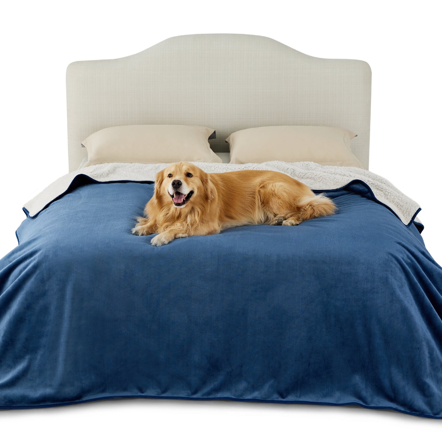 Reversible Sherpa and Microfiber Fleece Dog Blanket
