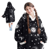 Sherpa Fleece Printed Short Wearable Blanket Hoodie Astrology