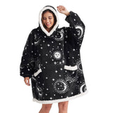 Sherpa Fleece Printed Short Wearable Blanket Hoodie Astrology