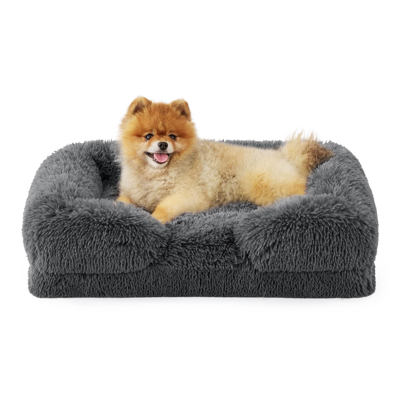 Orthopedic Long Faux Fur Flannel Dog Sofa