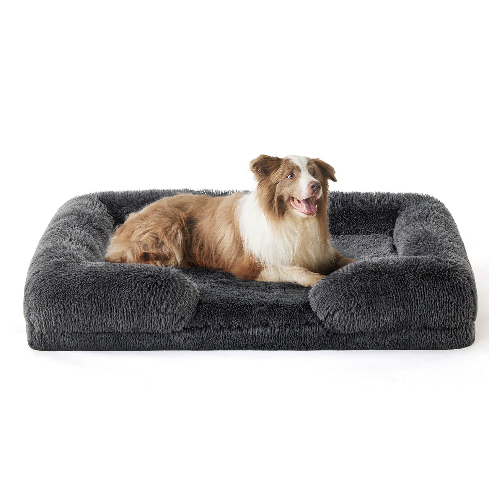 Orthopedic Long Faux Fur Flannel Dog Sofa