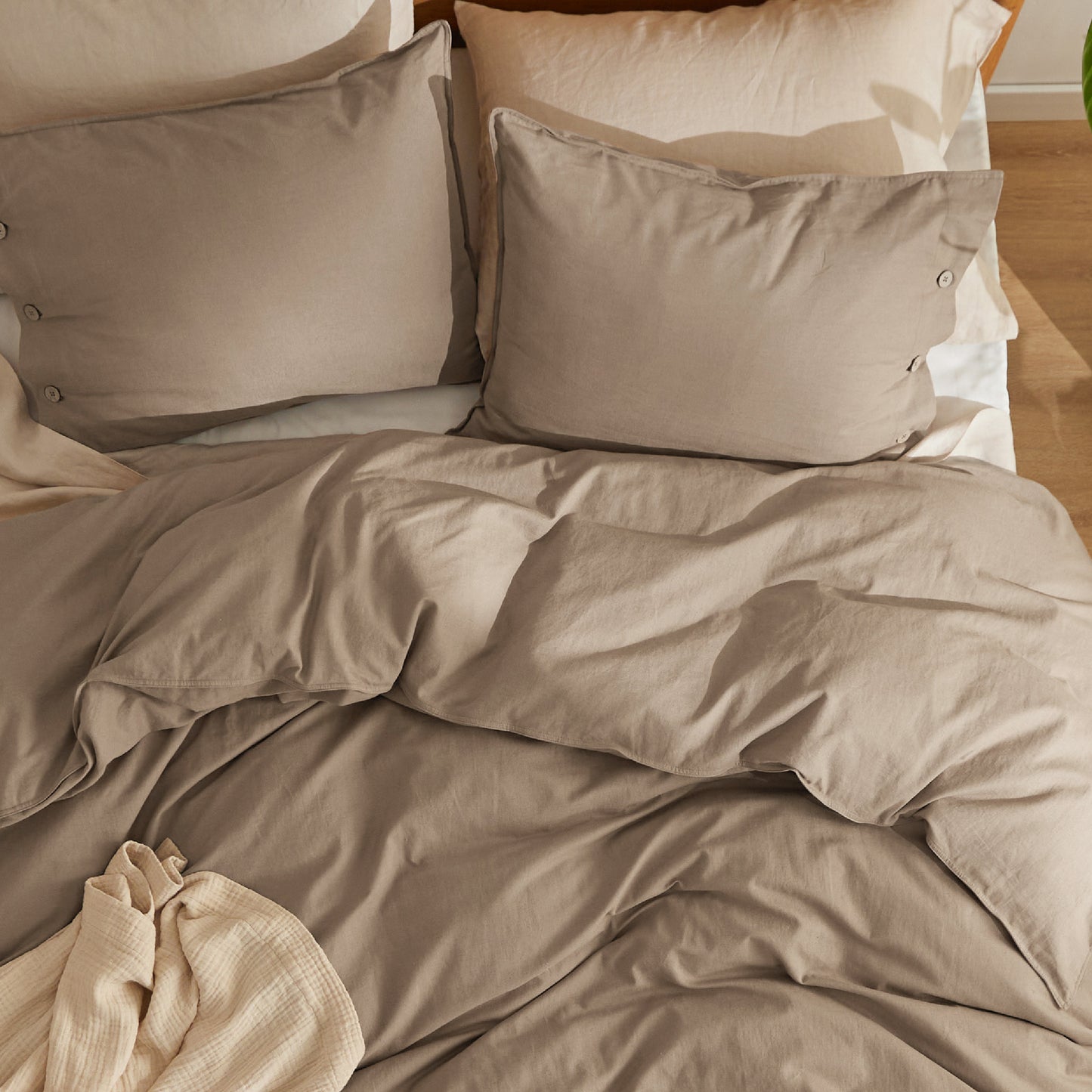 GentleSoft® Cotton Linen Hybrid Duvet Cover Set