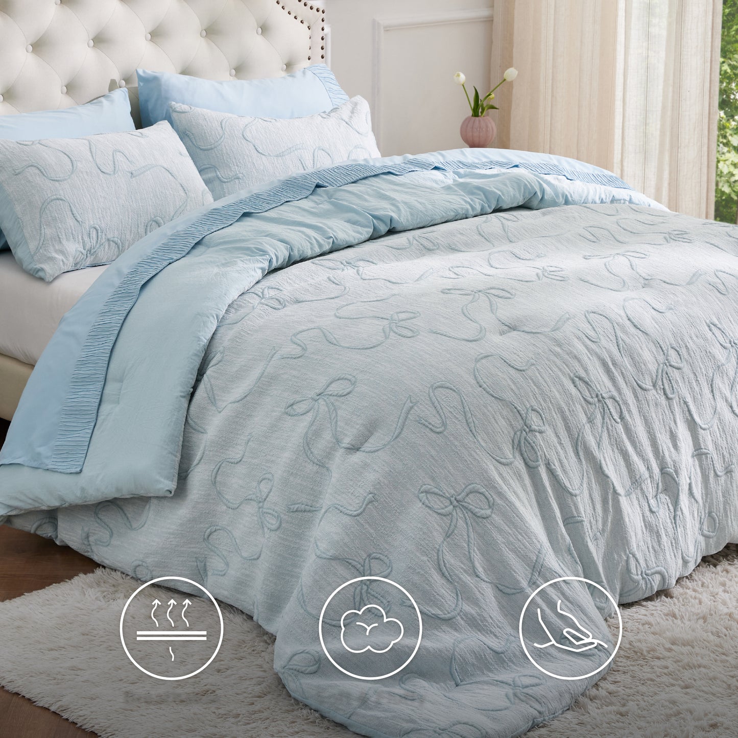 Graceful Bow Jacquard Comforter Set