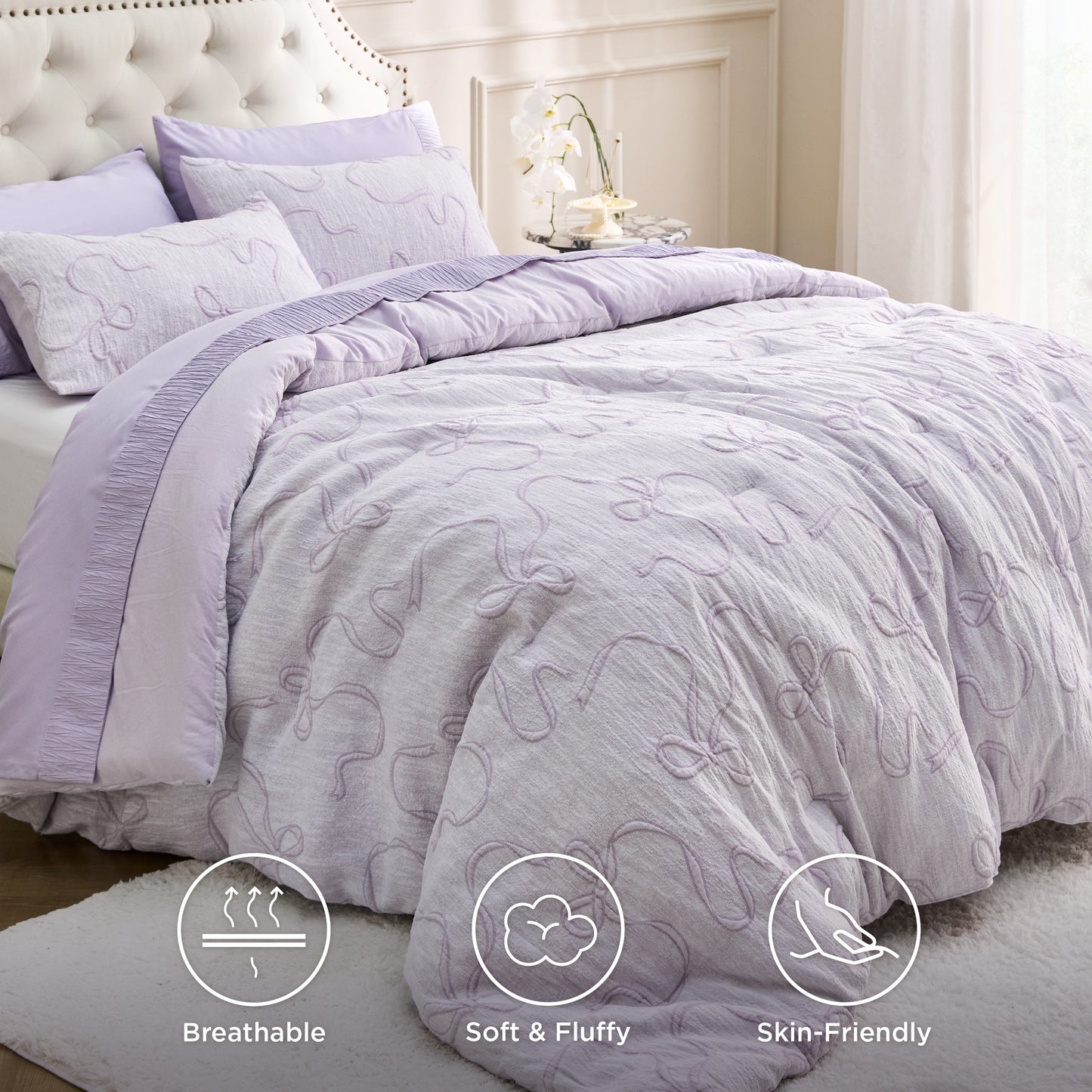 Graceful Bow Jacquard Comforter Set