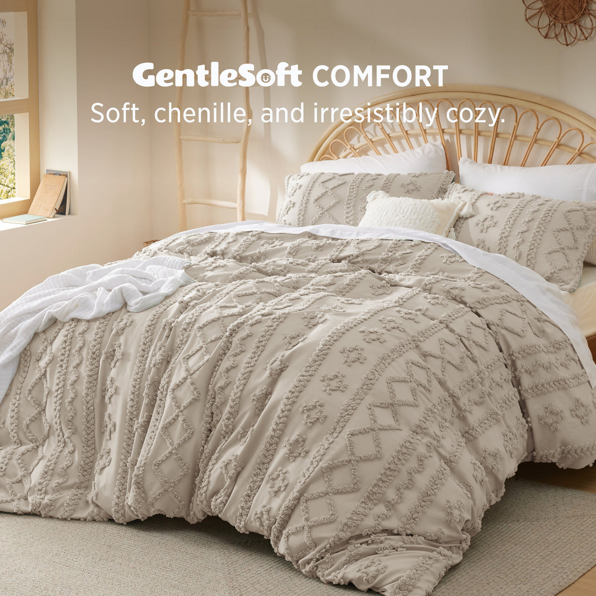 Boho Tufted Embroidery Duvet Cover Set