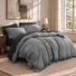 Ruffled Cotton-Like Gingham Duvet Cover Set