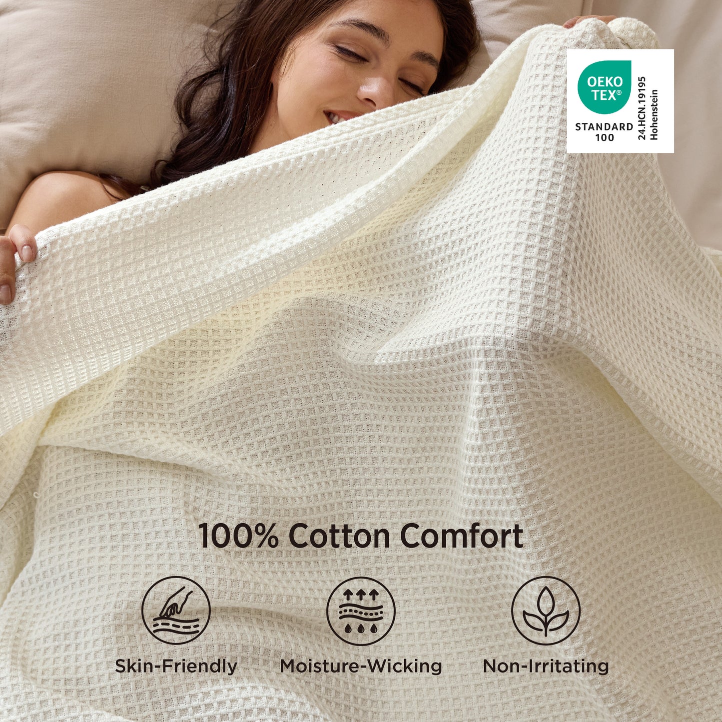 Pure Cutton Baske Weave Blanket