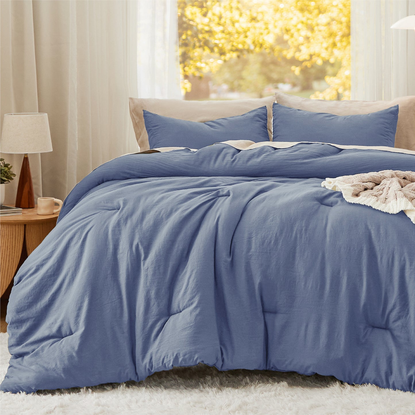 Prewashed Plain Comforter Set