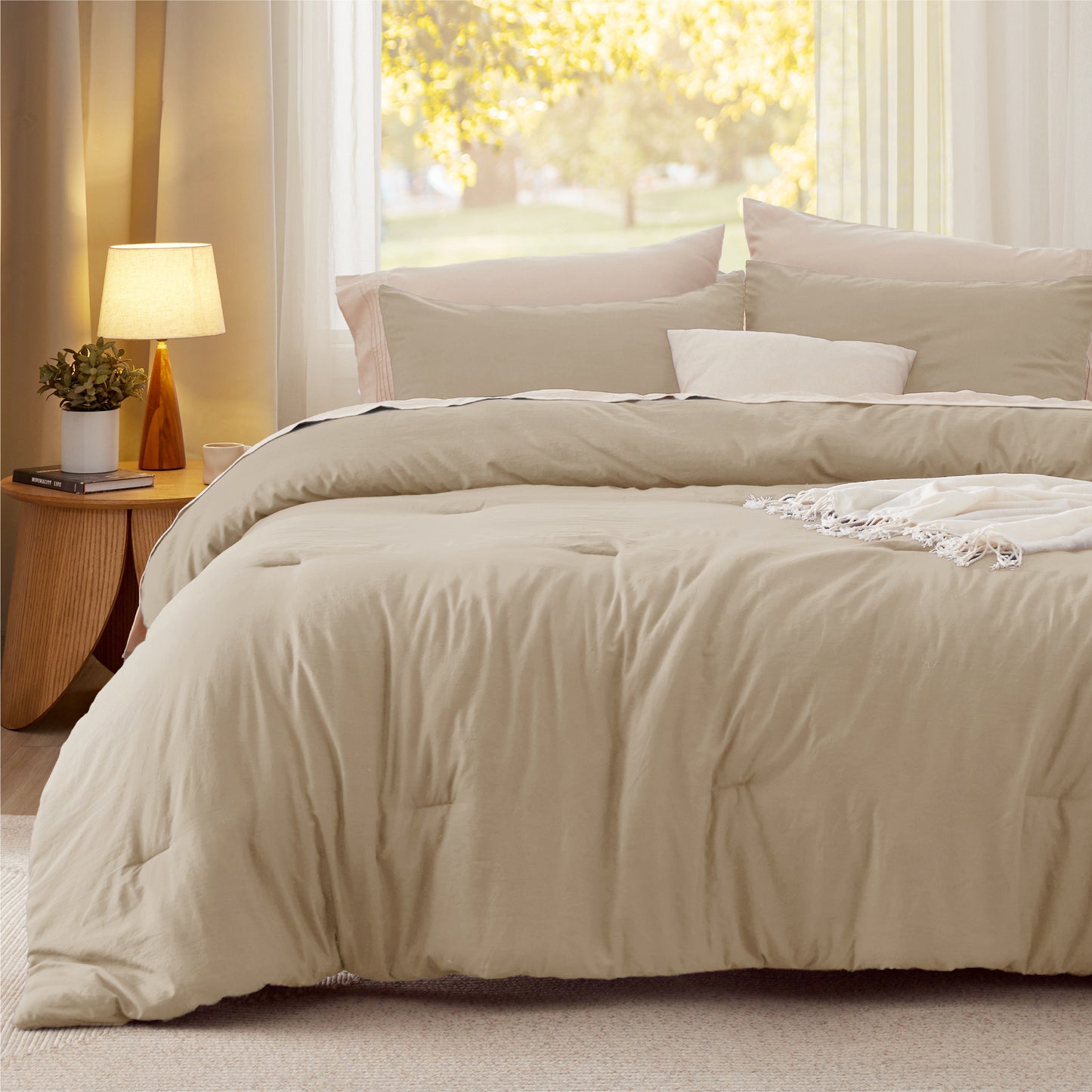 Prewashed Plain Comforter Set