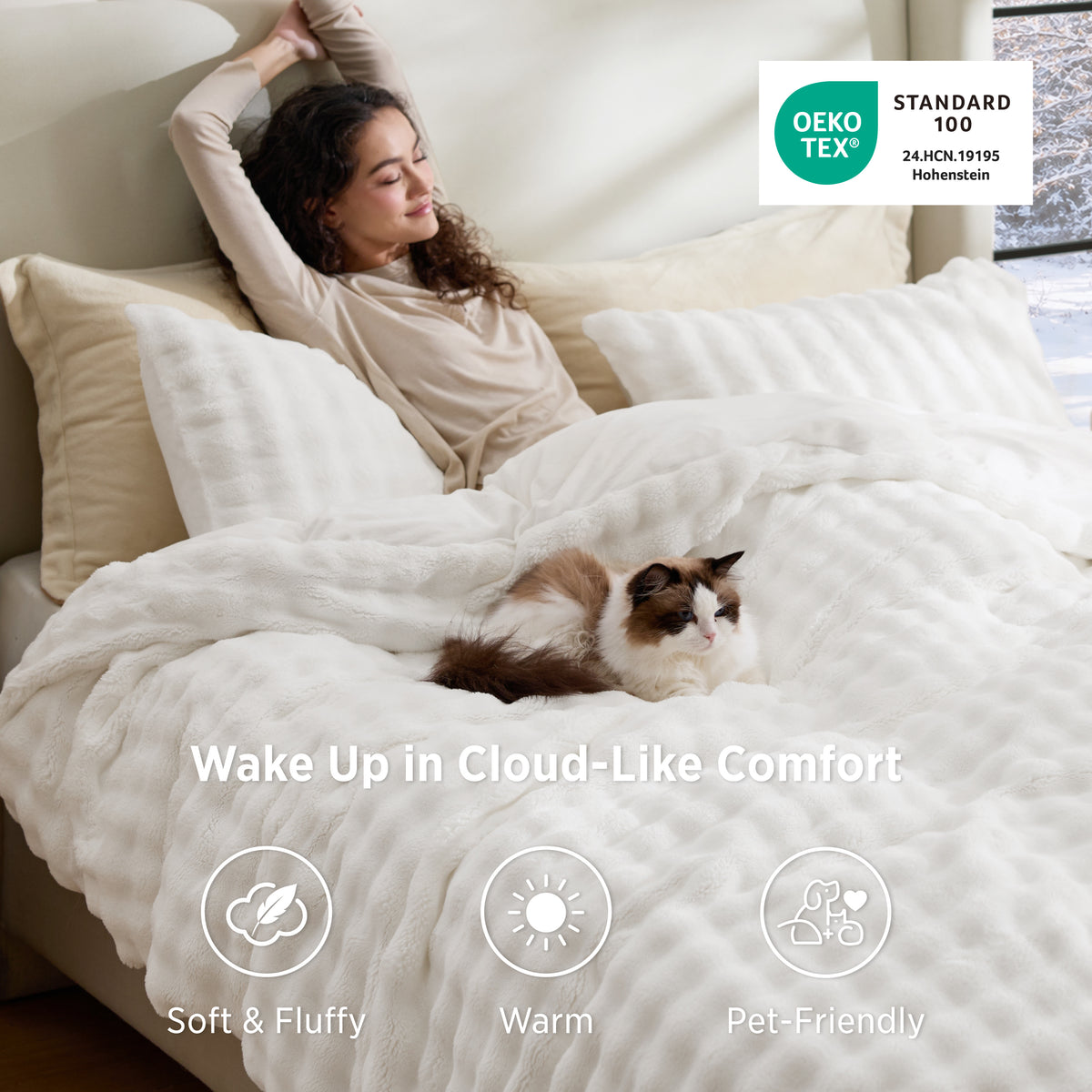 3D Cloud Bubble Flannel Duvet Cover