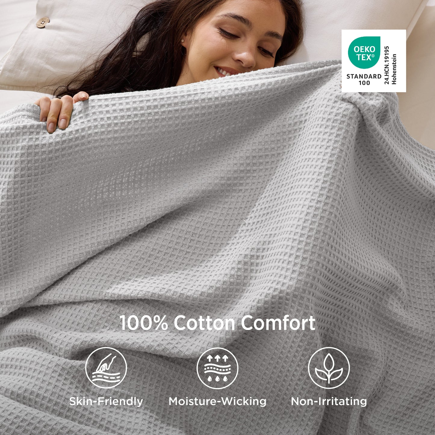 Pure Cutton Baske Weave Blanket