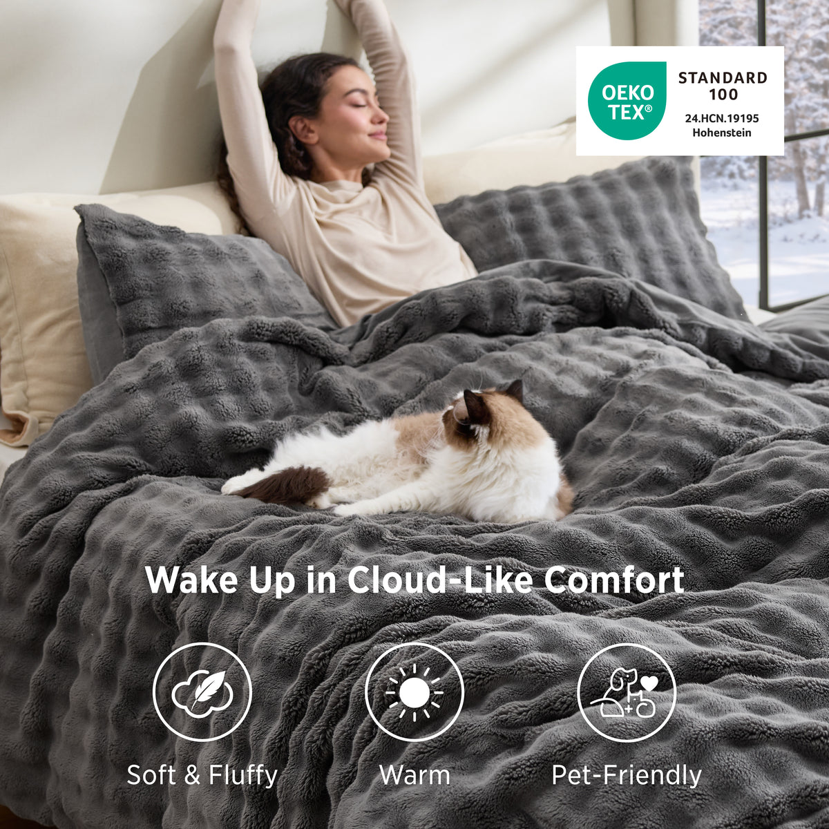 3D Cloud Bubble Flannel Duvet Cover