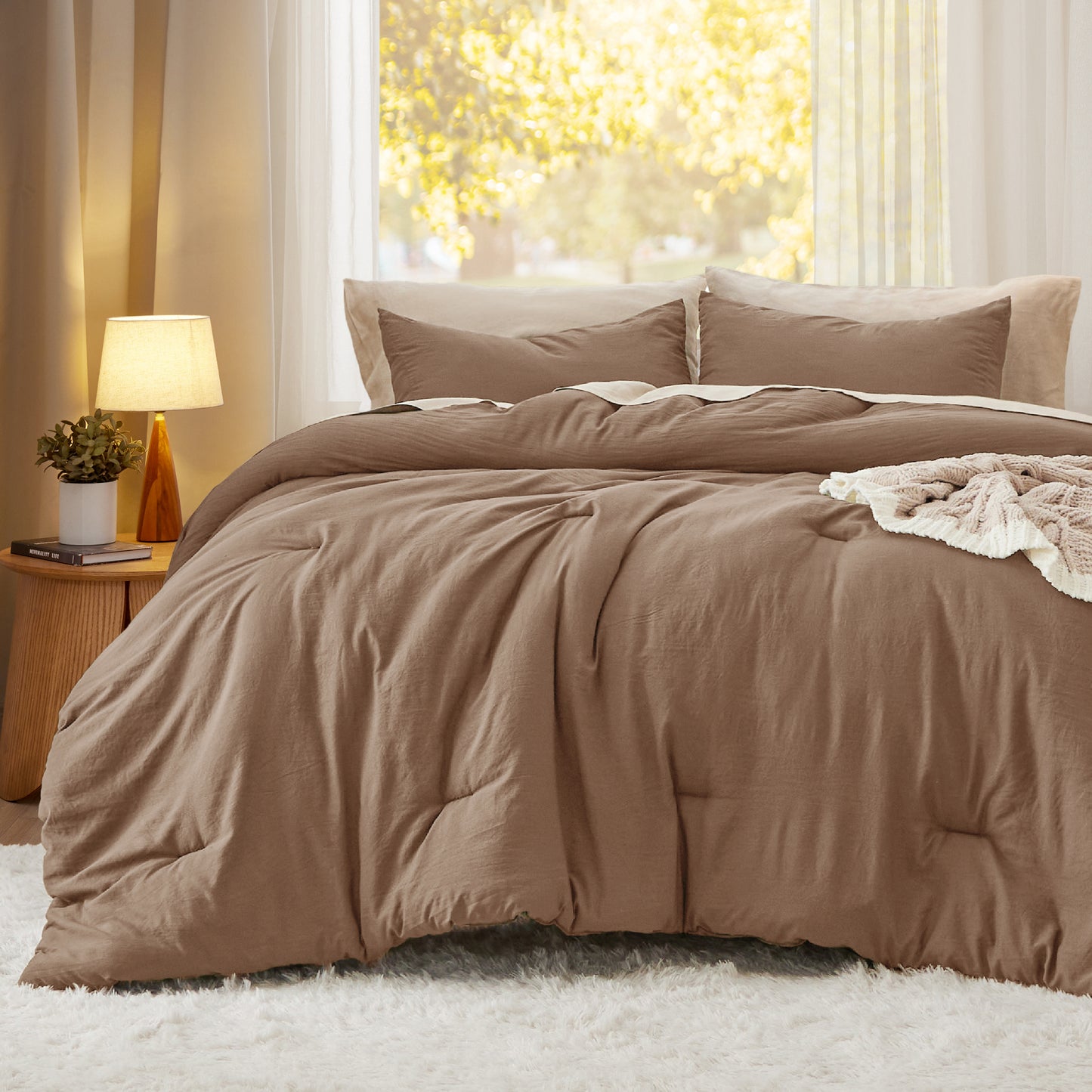 Prewashed Plain Comforter Set