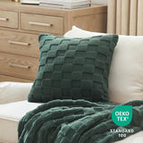 Checked Fleece Square Throw Pillow Cover