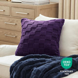 Checked Fleece Square Throw Pillow Cover