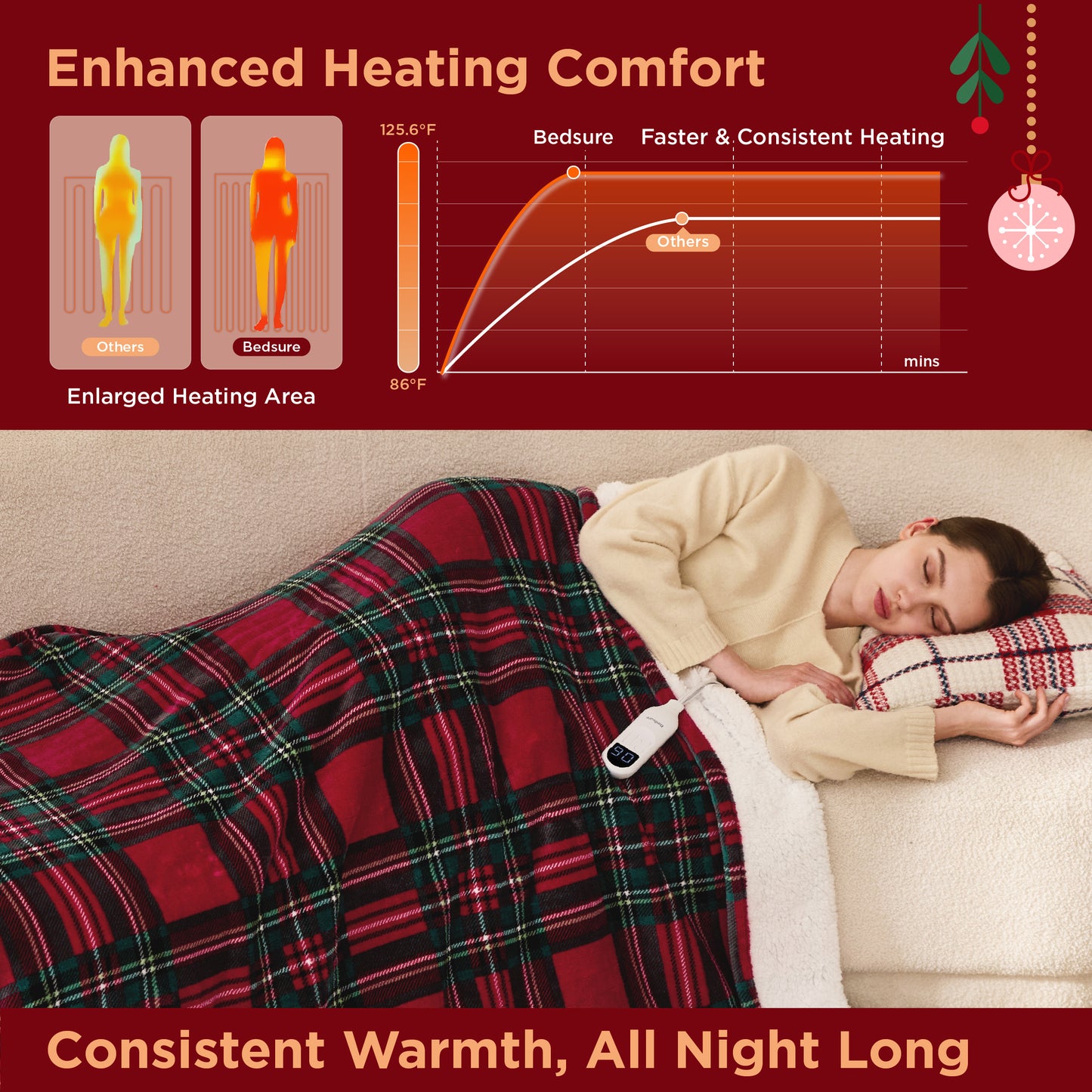 GentleSoft® Plaid Flannel Heated Blanket