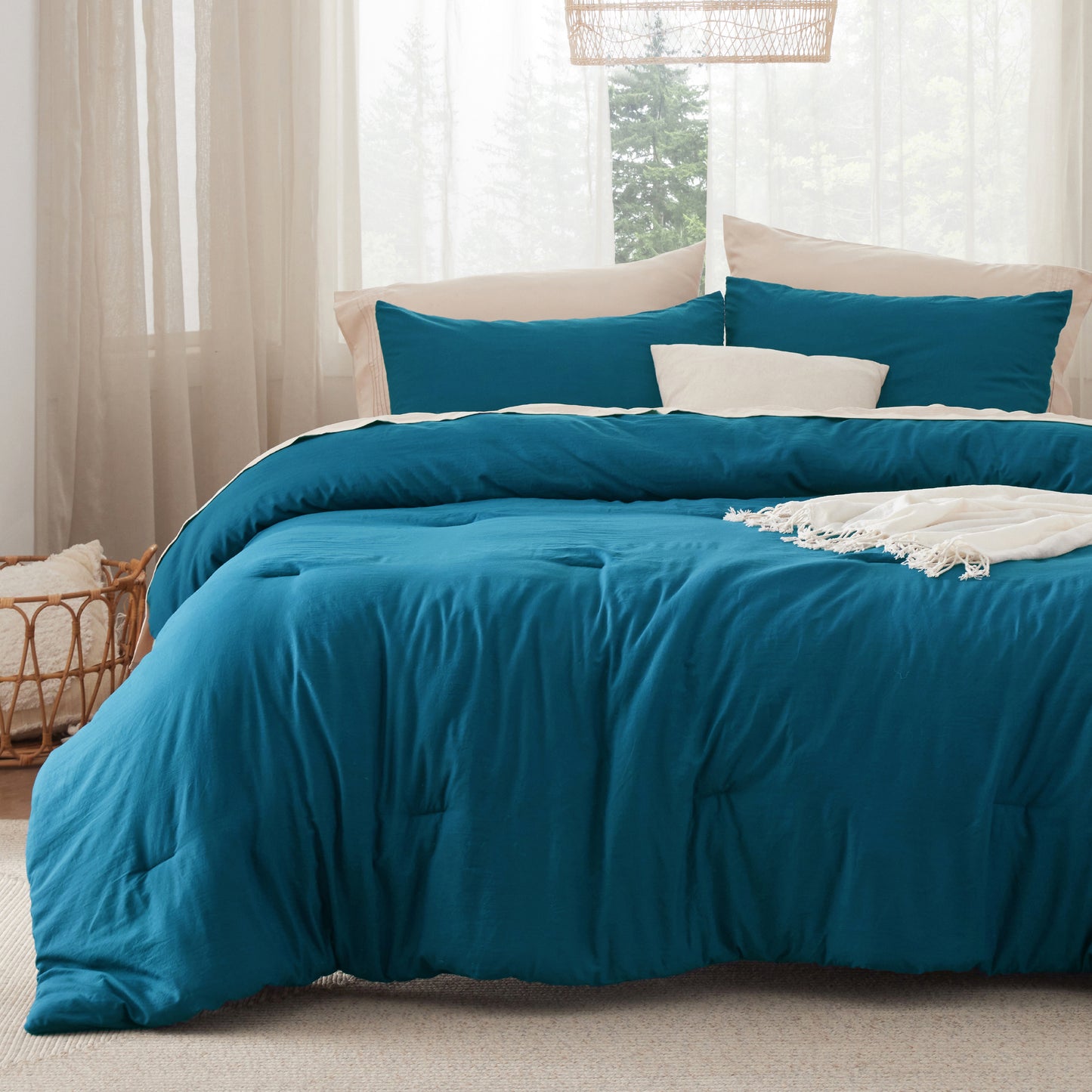 Prewashed Plain Comforter Set