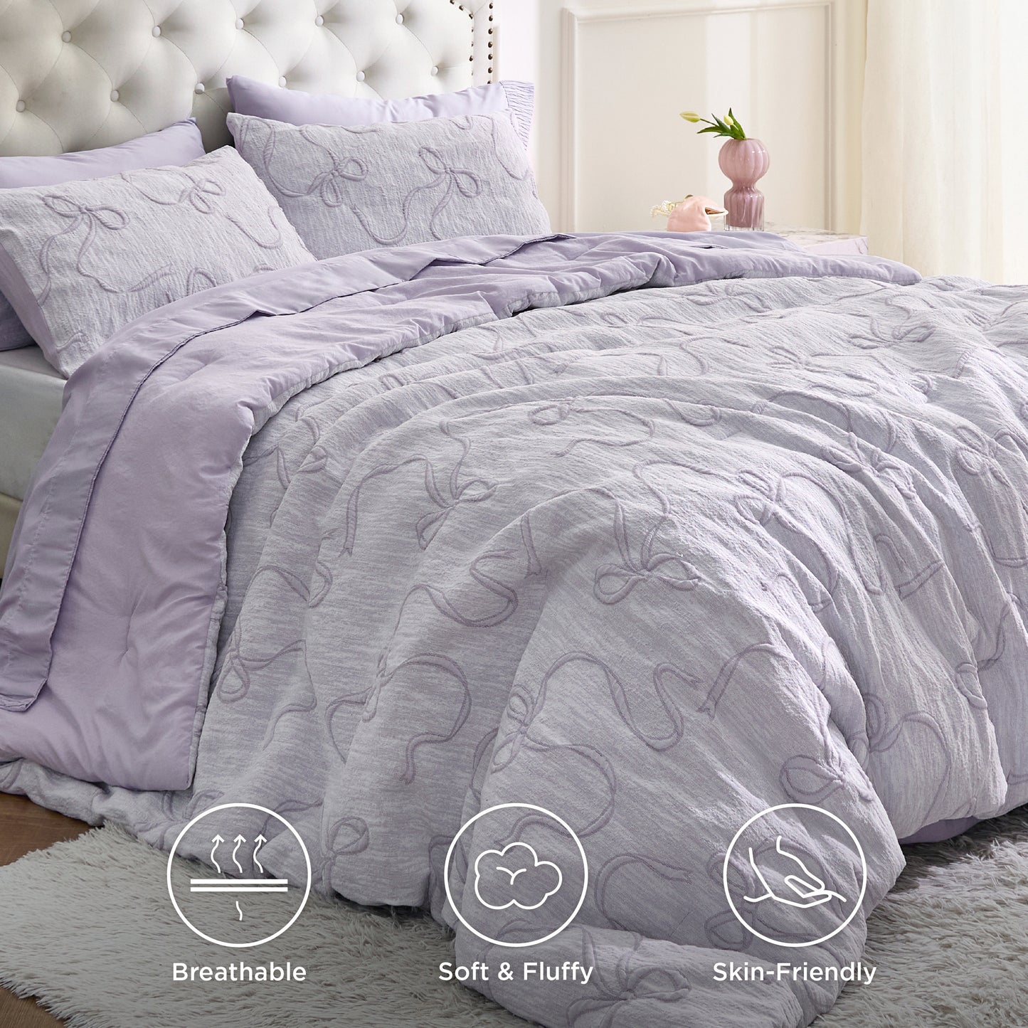 Graceful Bow Jacquard Comforter Set