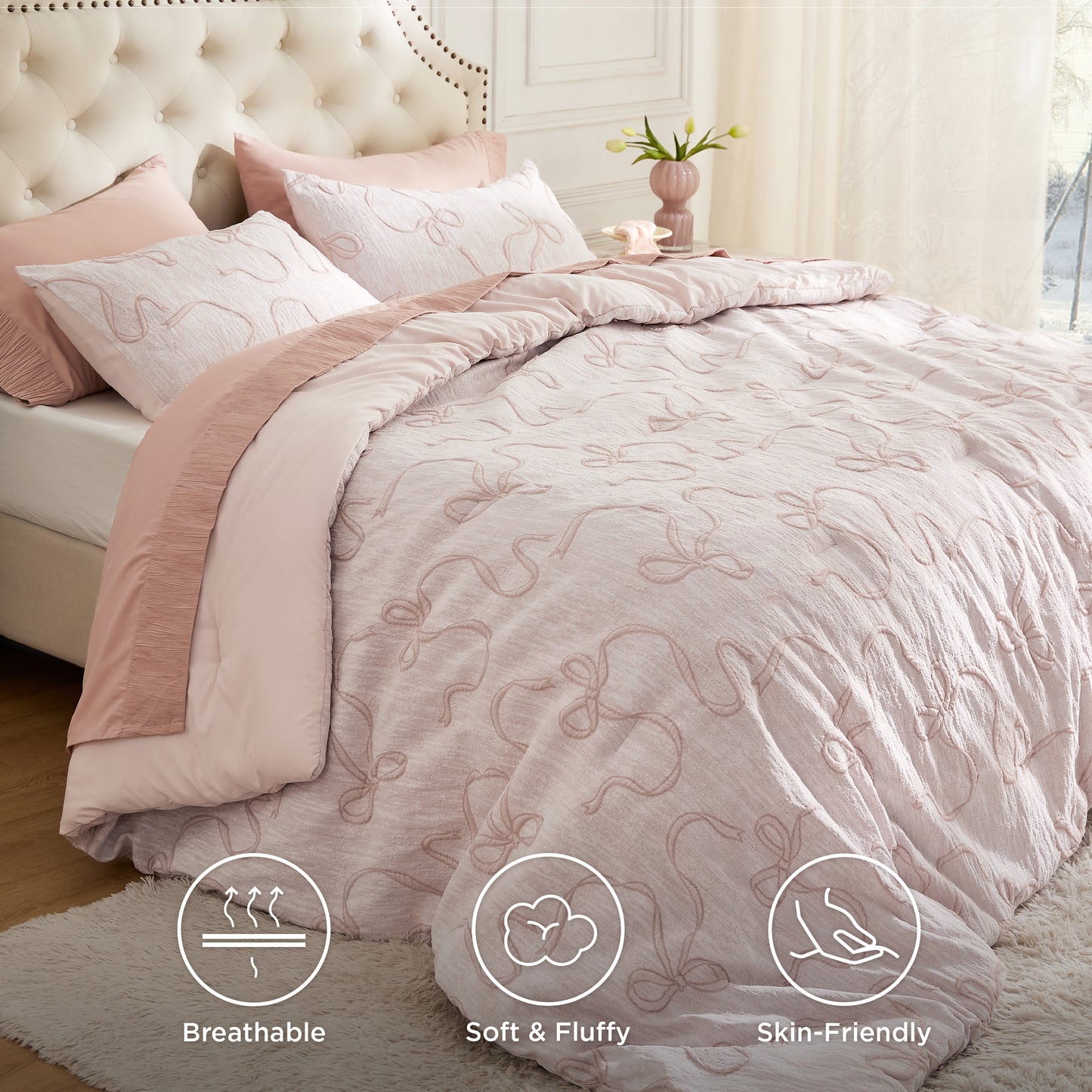 Graceful Bow Jacquard Comforter Set