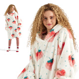 Bedsure Printed Shaggy Sherpa Blanket Hoodie Ivory