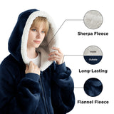 Sherpa Fleece Zippered Short Wearable Blanket Hoodie