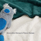 Reversible Sherpa and Microfiber Fleece Dog Blanket