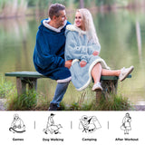 Sherpa Fleece Solid Short Wearable Blanket Hoodie