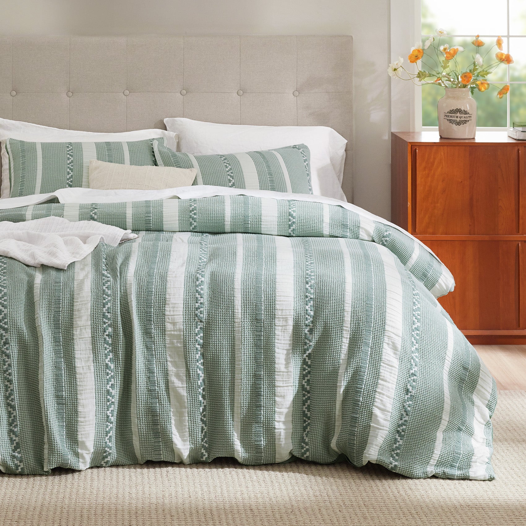 Bedsure PureWoven Cotton Waffle Weave Duvet Cover - Thumbnail 2