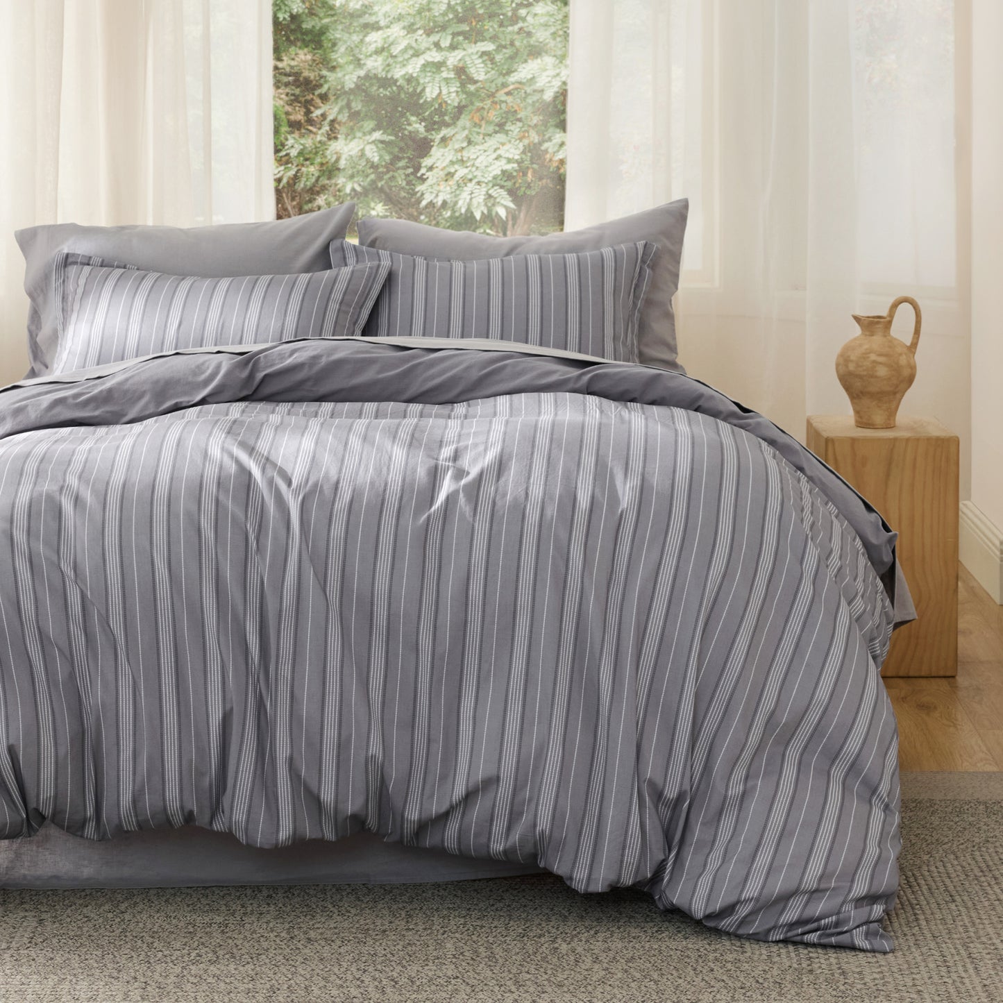 GentleSoft® Striped Washed Cotton Duvet Cover Set