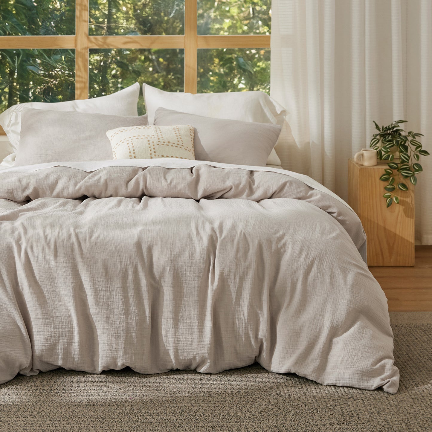 Rayon From Bamboo Cotton Muslin Duvet Cover Set