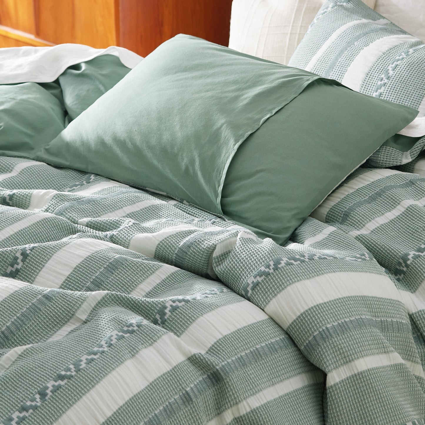 GentleSoft® Cotton Boho Waffle Weave Duvet Cover Set