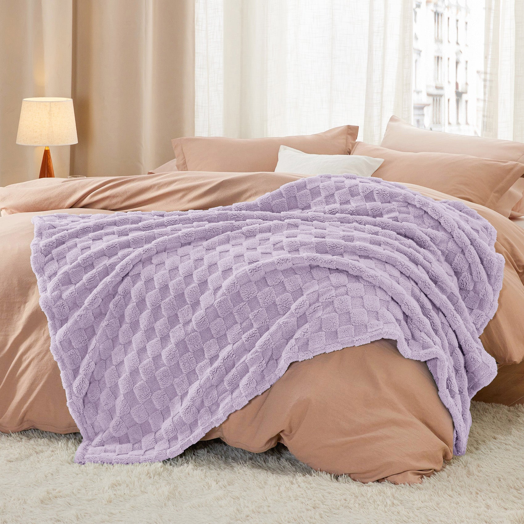 アウトドア寝具 BYCRUISE JACQUARD BLANKET Jacquard Sherpa Blanket | Soft & Cozy Bedding – Bedsure