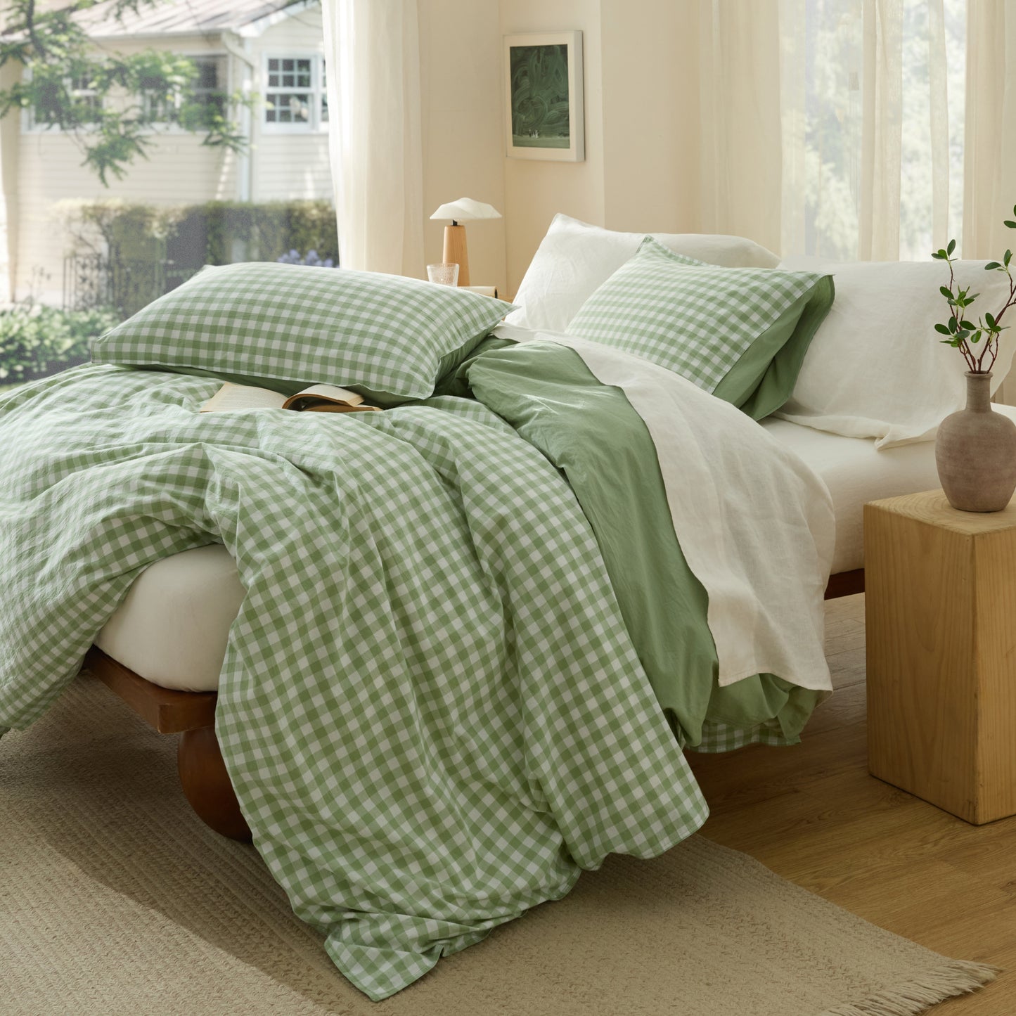 GentleSoft® Gingham Washed Cotton Duvet Cover Set
