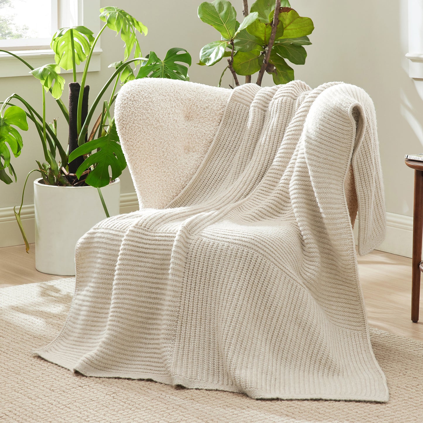 Air Yarn Knit Throw Blanket