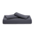 Lyocell Cotton Hybrid Duvet Cover Set charcoal grey, folded with sham