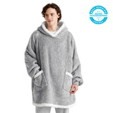 Sherpa Fleece Solid Short Wearable Blanket Hoodie