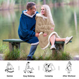 Sherpa Fleece Solid Short Wearable Blanket Hoodie