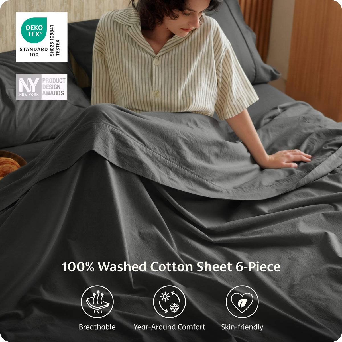 6-Piece Washed Cotton Sheet Set