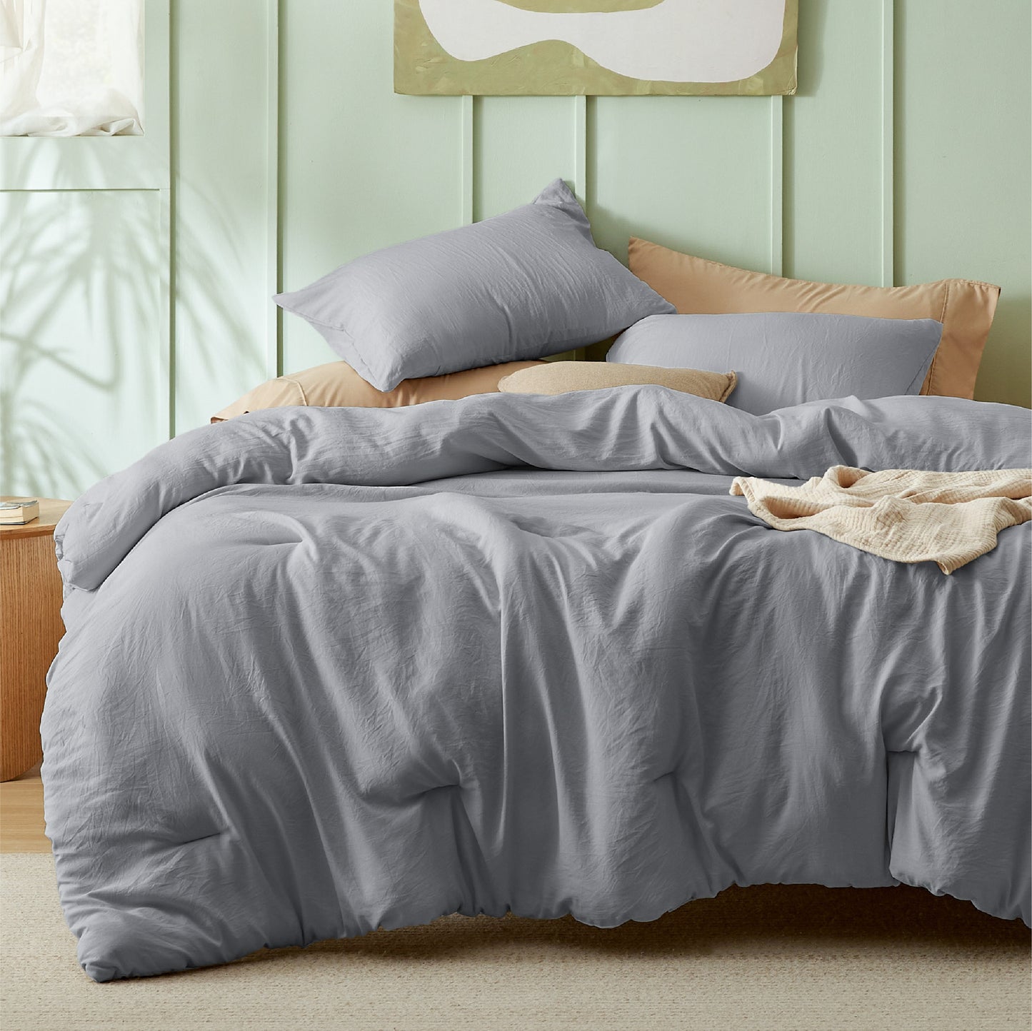 Prewashed Plain Comforter Set