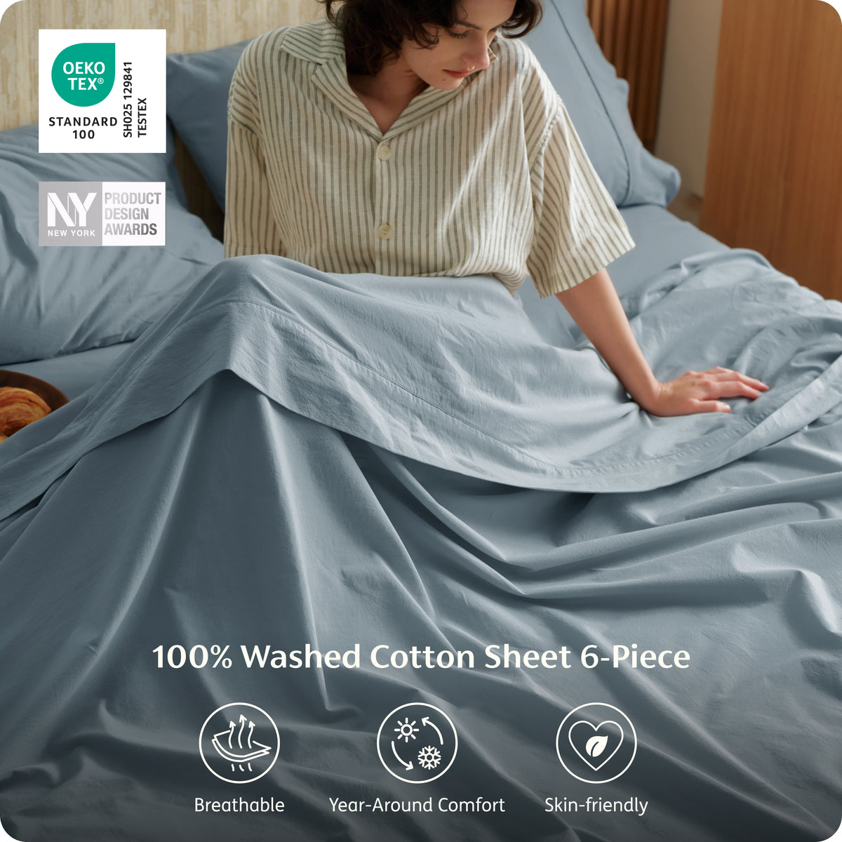 6-Piece Washed Cotton Sheet Set