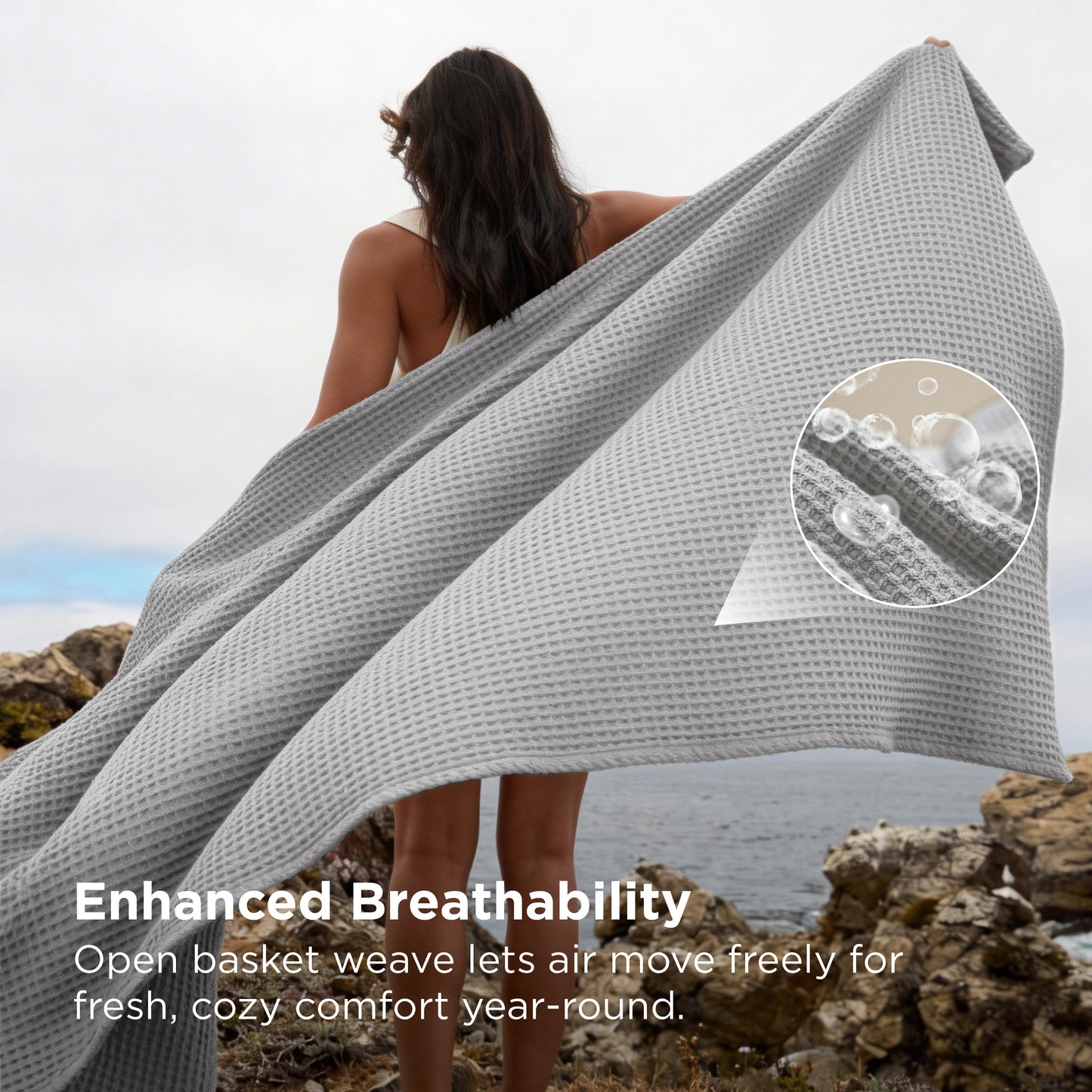 Pure Cutton Baske Weave Blanket