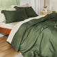 Rayon derived from bamboo bedding bundle in deep green, featuring a duvet cover and pillow shams.