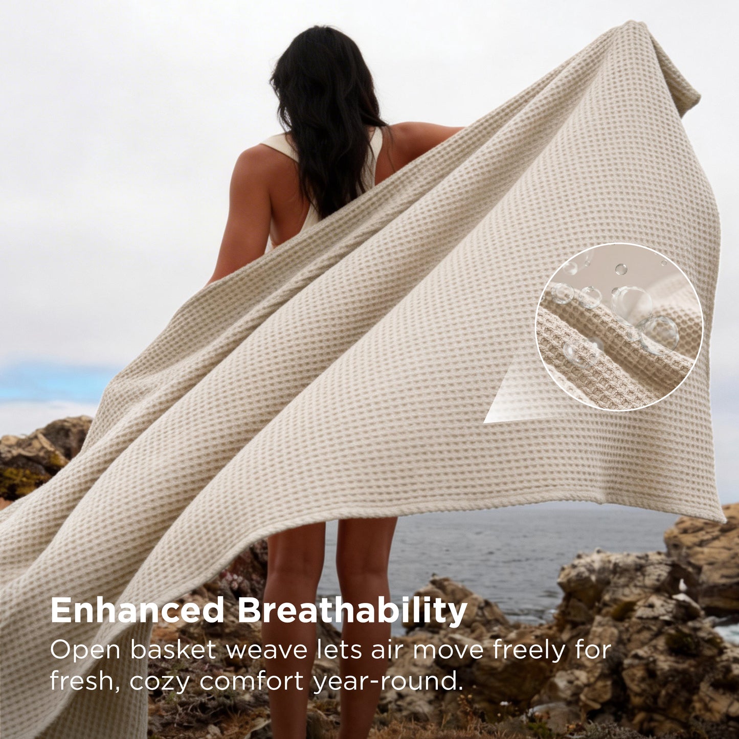 Pure Cutton Baske Weave Blanket