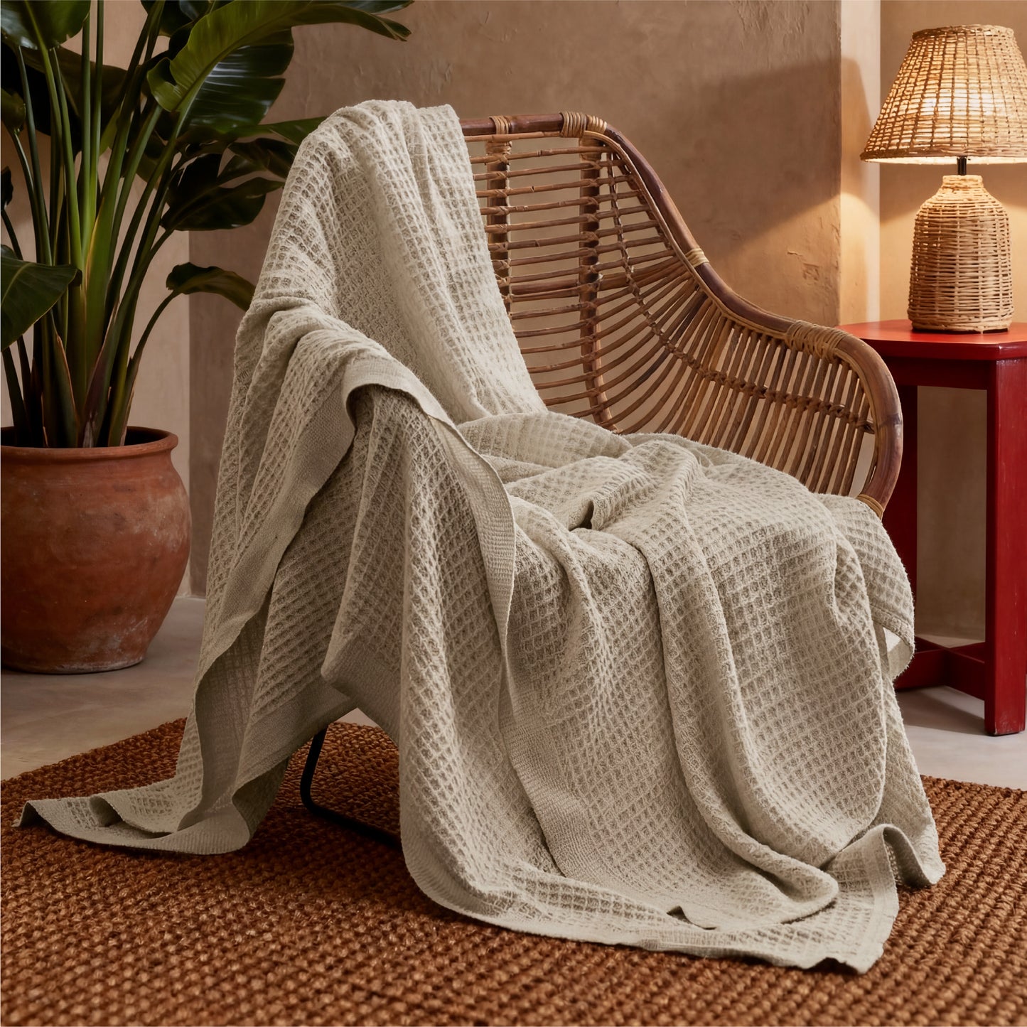Cotton Waffle Weave Blanket