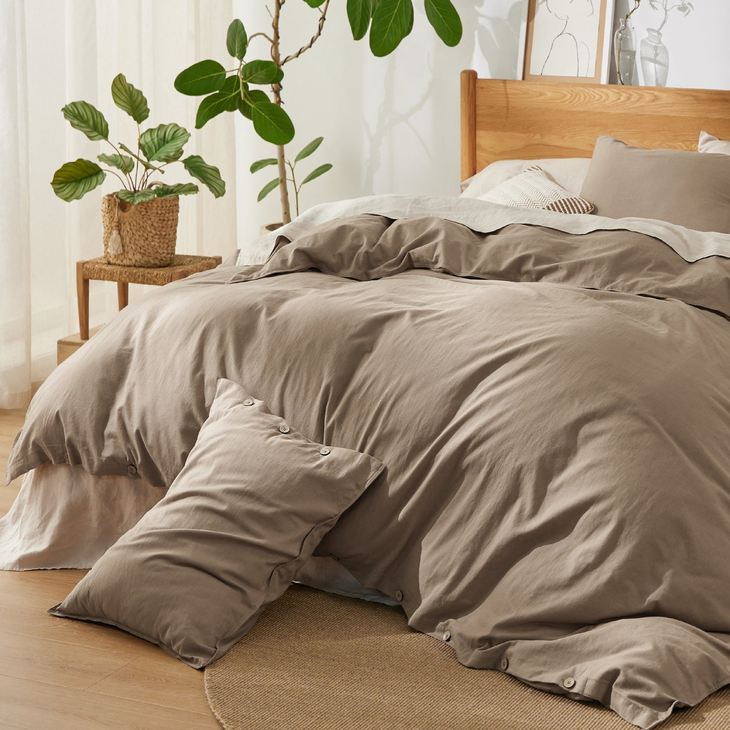 GentleSoft® Cotton Linen Hybrid Duvet Cover Set