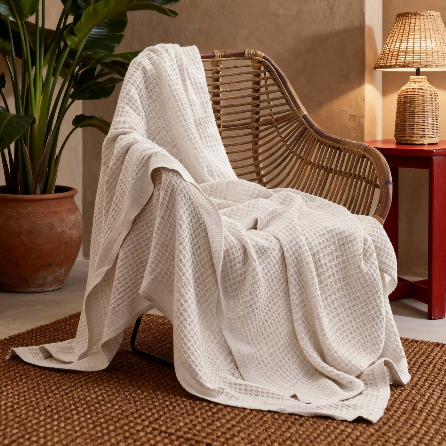 Cotton Waffle Weave Blanket