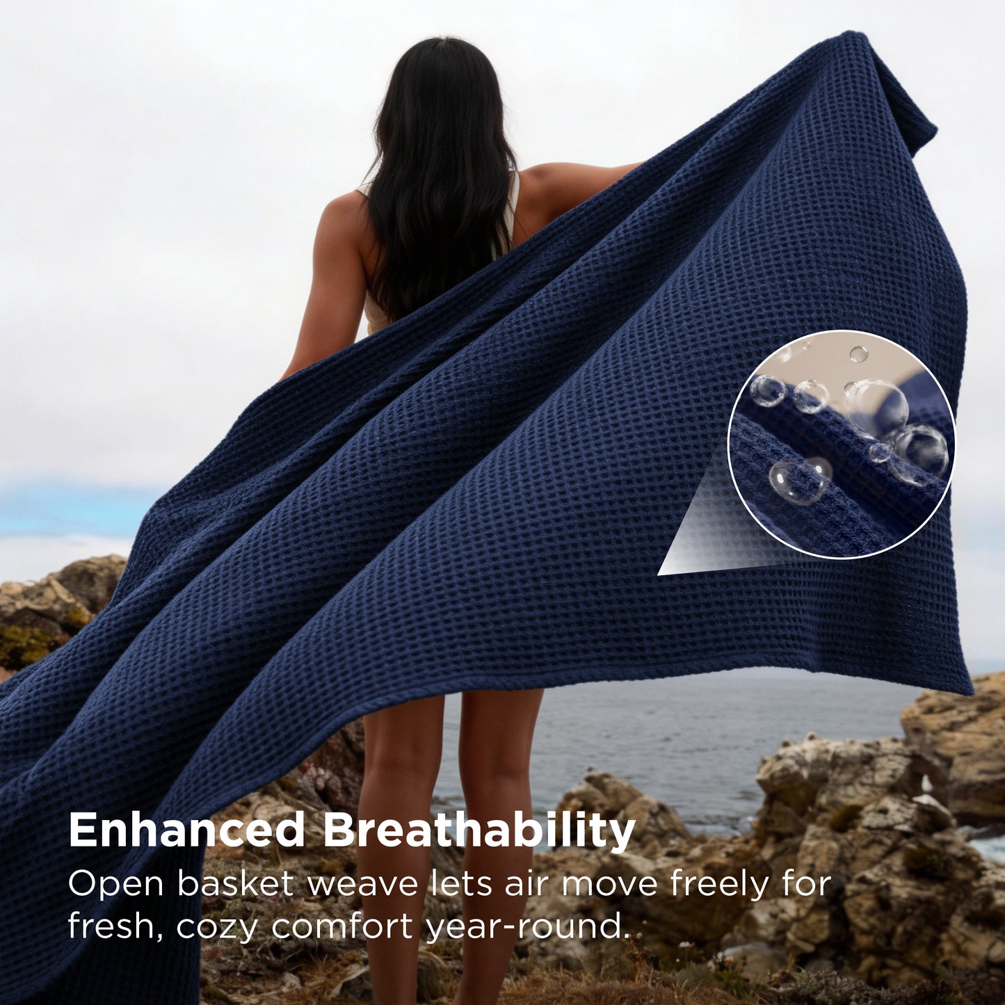 Pure Cutton Baske Weave Blanket