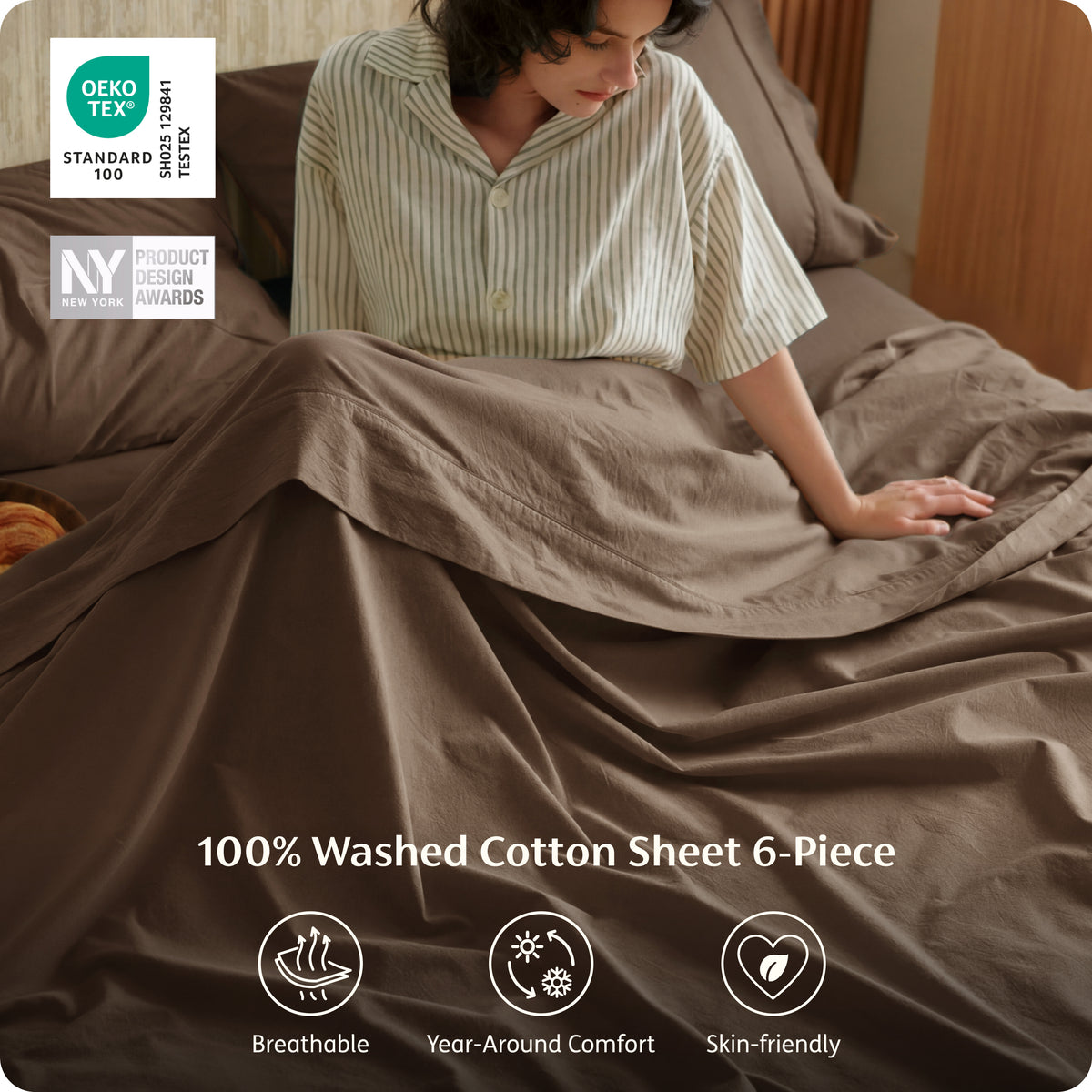 6-Piece Washed Cotton Sheet Set