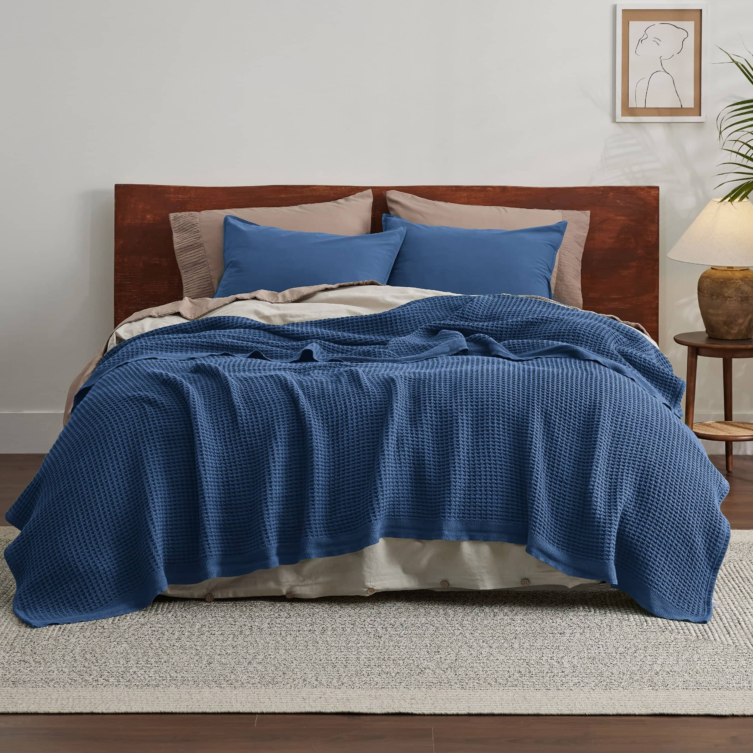 100-percent Cotton Waffle Weave Medium Weight All Season Thermal Blankets -  On Sale - Bed Bath & Beyond - 32461939