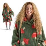 Bedsure Printed Shaggy Sherpa Blanket Hoodie Olive Green